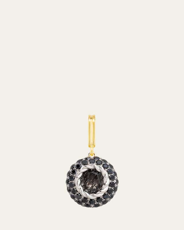 18K Yellow Gold and Platinum Baby Black Queen Charm with Black Tourmaline and Black Diamonds